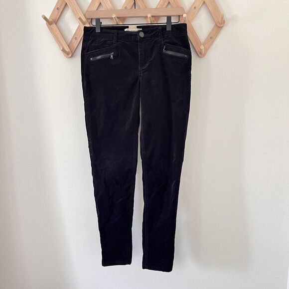 Democracy Pants - Democracy Corduroy Pants Black Skinny Zipper Pocket Cotton Blend - Size 4
